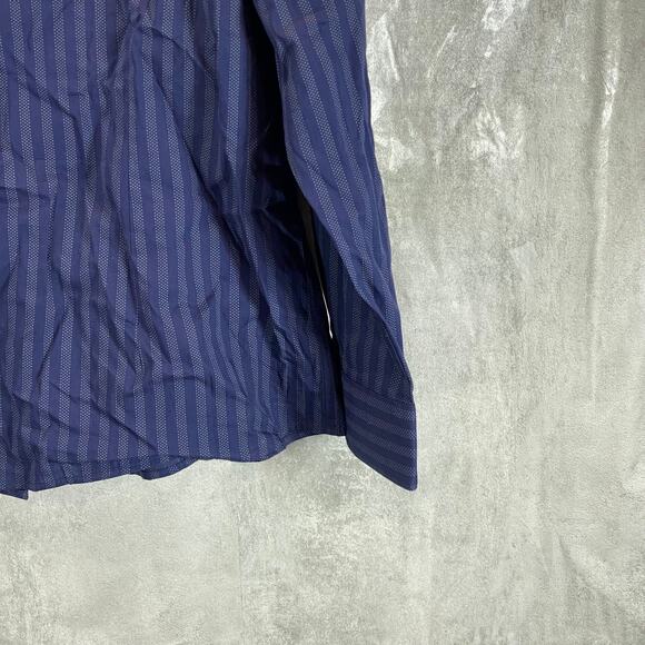 BAR III Men's Navy Slim-Fit Stretch Dotted Stripe-Print Button Dress Shirt SZ XL - Picture 5 of 9